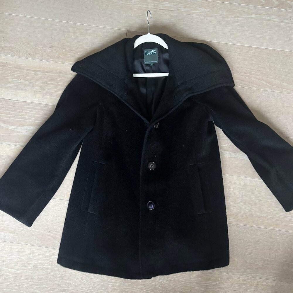 Hilary Radley Black Wool Midi Coat